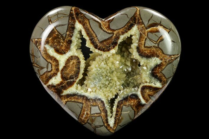 Polished, Utah Septarian Heart - Beautiful Crystals #160178
